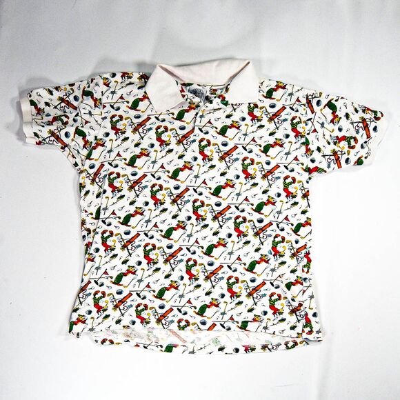 Vintage Disney Mickey & Co Polo Shirt All Over Print Goofy Golf Polo Shirt - M - Picture 1 of 6